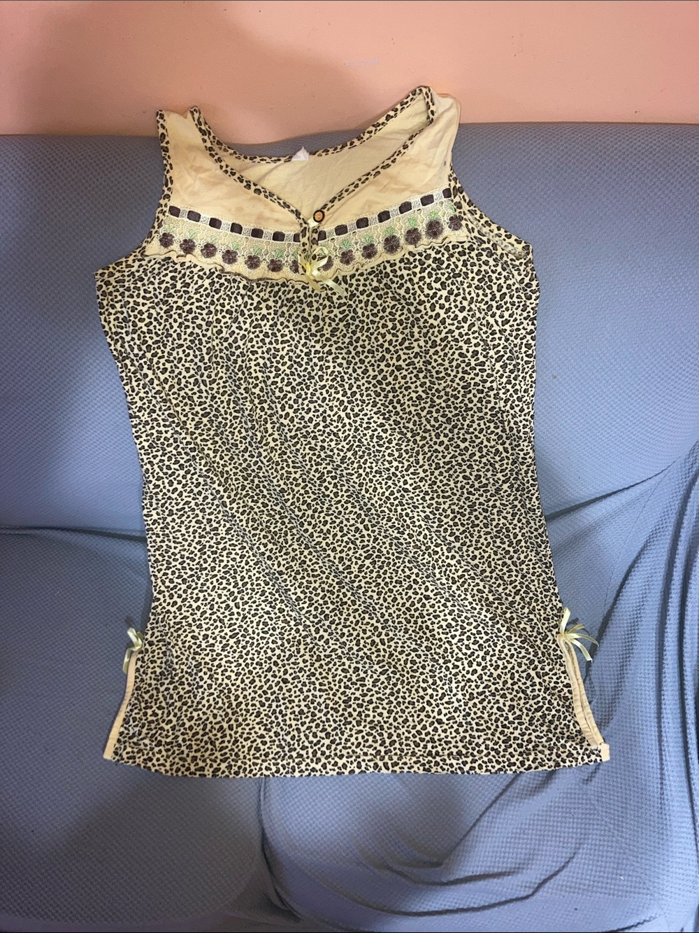 Leopard Print Sleeveless Camisole in Yellow